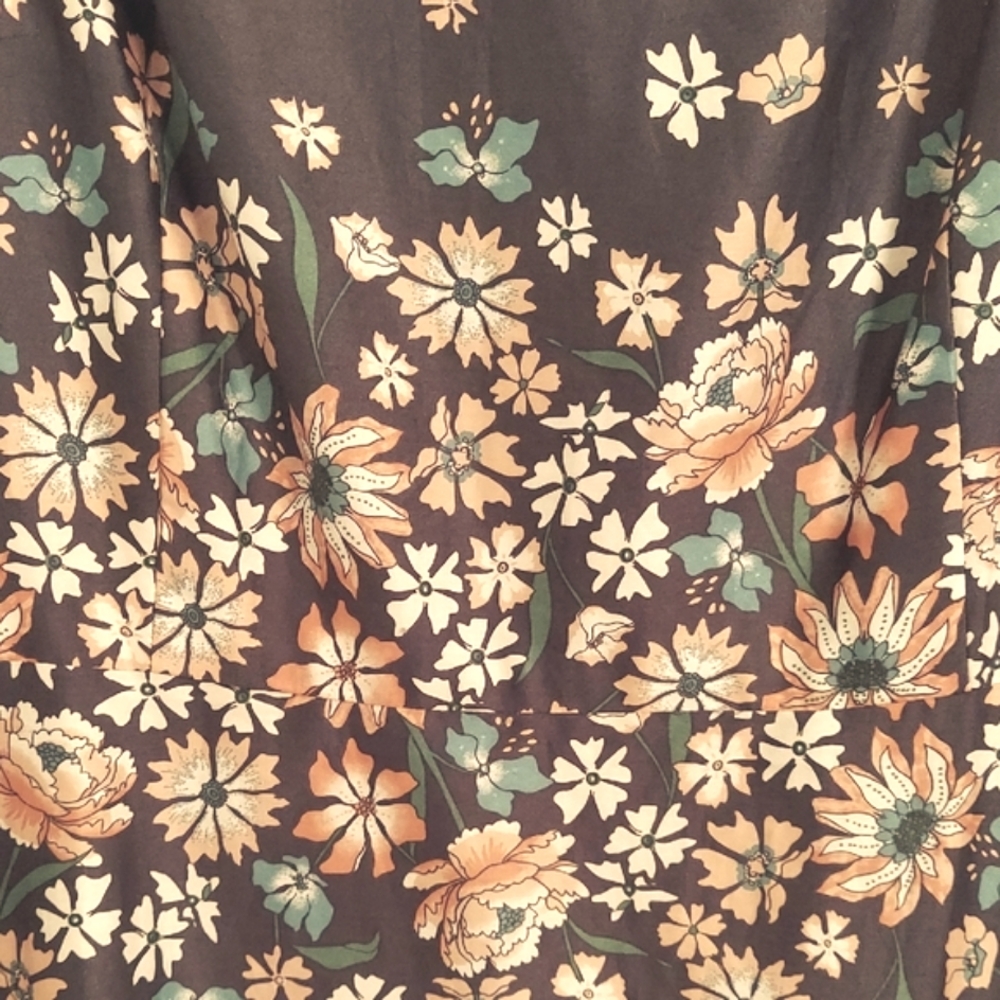 LOFT Dress Sleeveles Floral on Gray, Size 16, Back Zip, Fully‎ Lined, Cotton - Picture 8 of 11